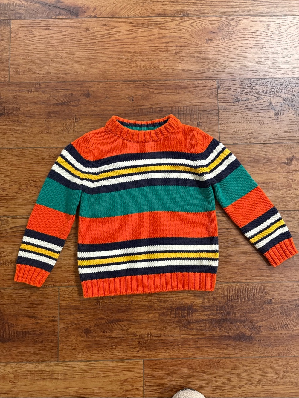 United Colors of Benetton Kids Striped Knit Sweater XS 4/5 Orange Green